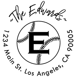 Baseball Outline Letter E Monogram Stamp Sample